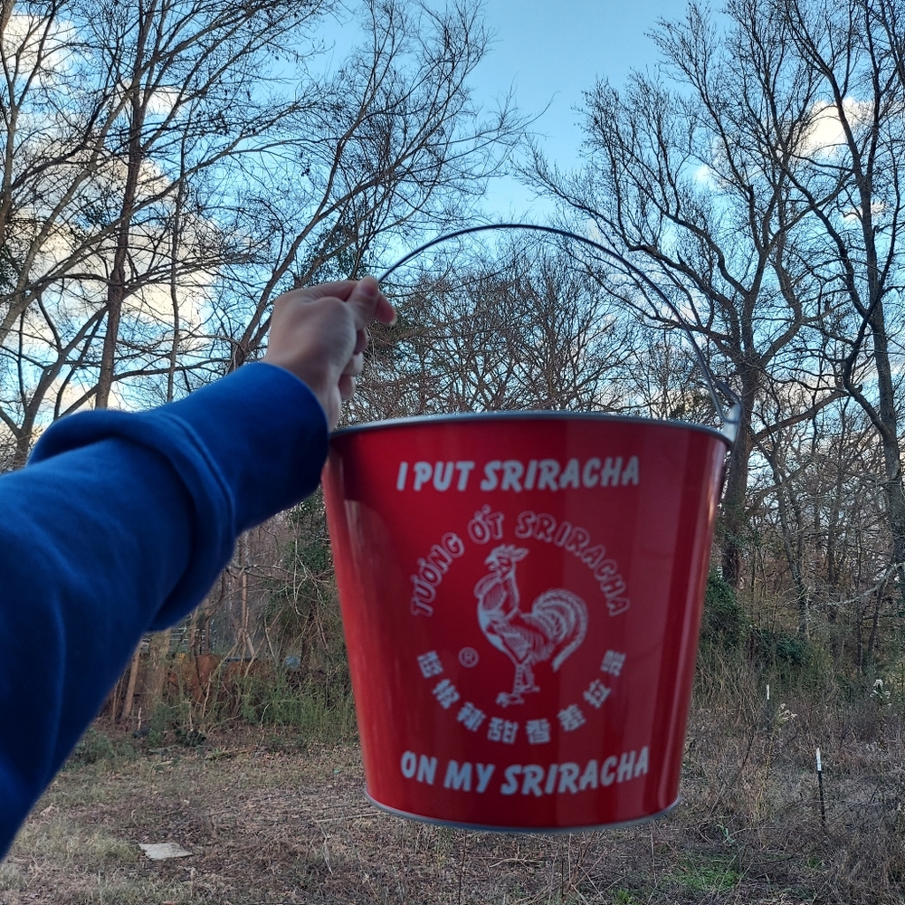 Decorative Sriracha Tin Bucket Advertising Collectible Red and White Hot Sauce